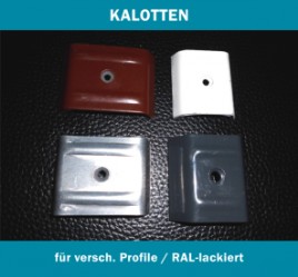 Vier Kalotten in unterschiedlichen Profilen und Farben.